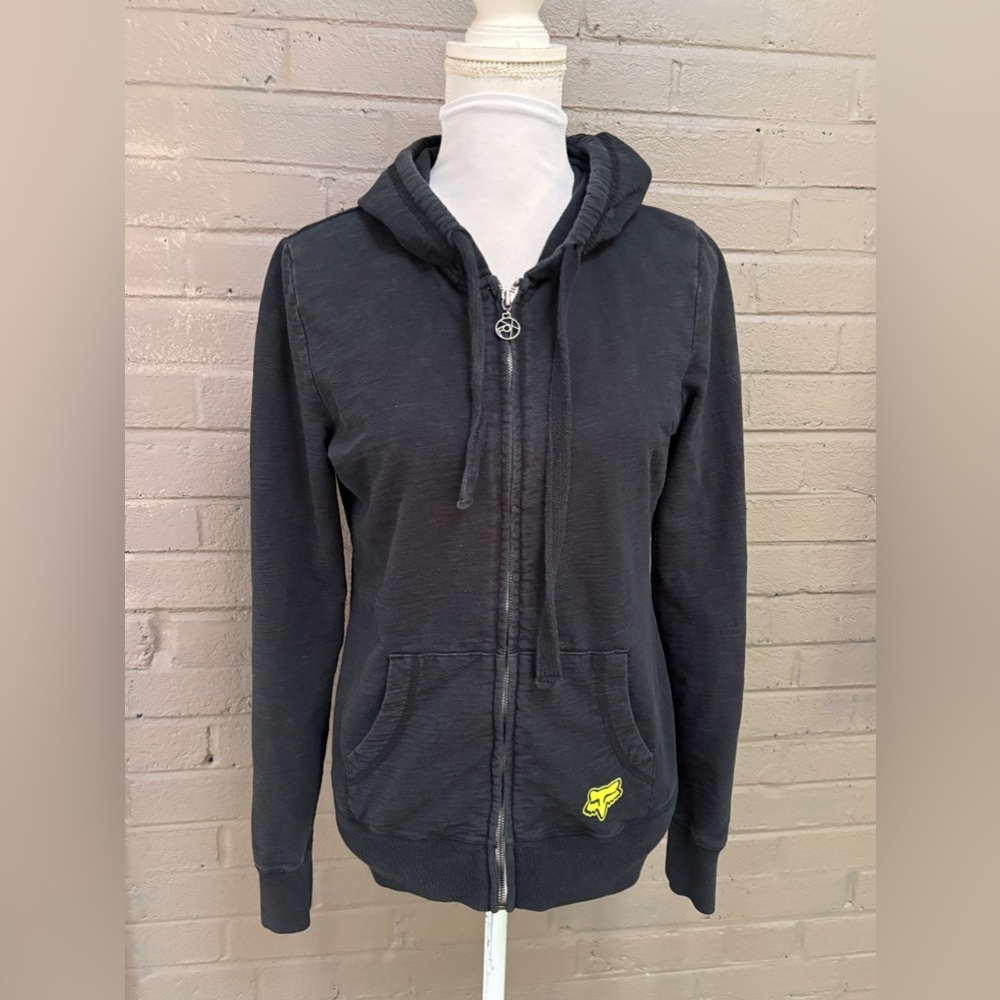 FOX Charcoal Gray zip front hoodie